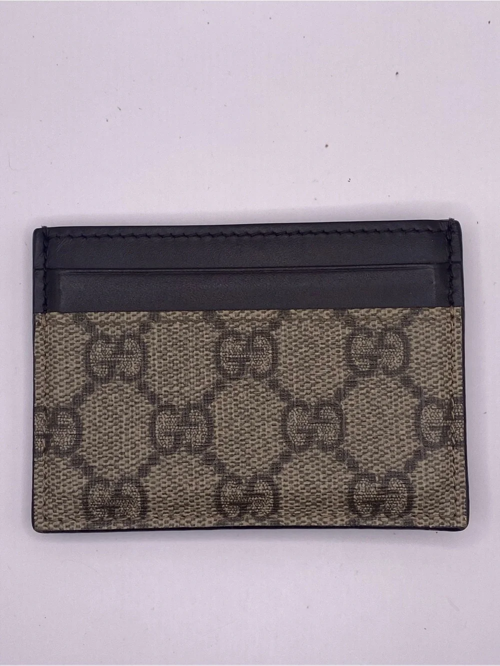 Gucci Beige and Black Monogram Card Sleeve money clip